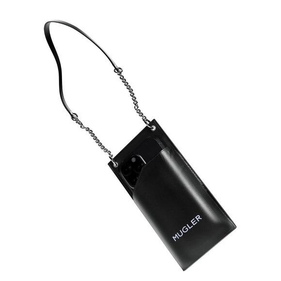 New Thierry Mugler Black Faux Leather Phone Case Shoulder Bag, One size - - Picture 1 of 4